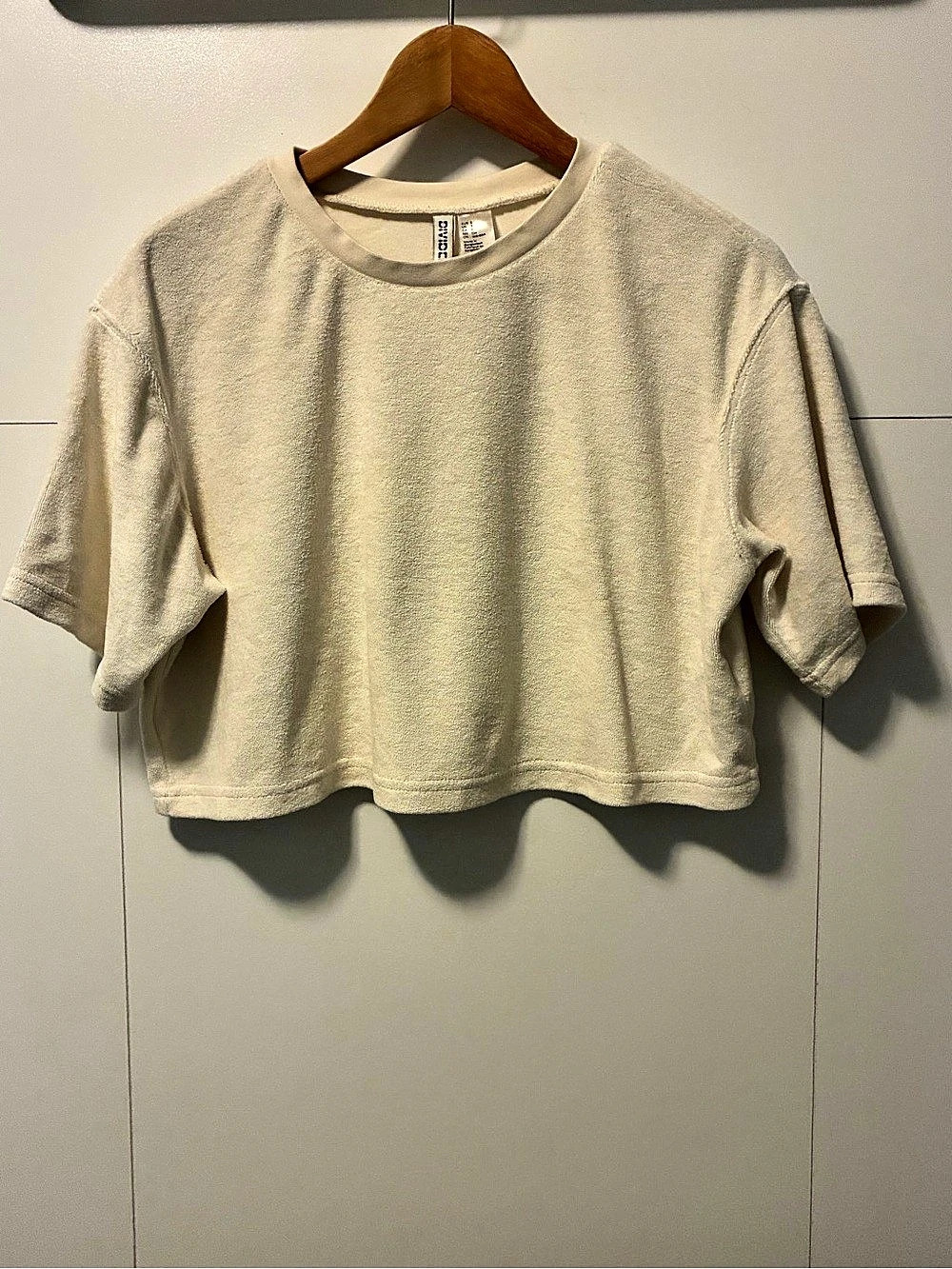 H&M Divided Basic Cropped Tee Short Sleeve Top Cream Small